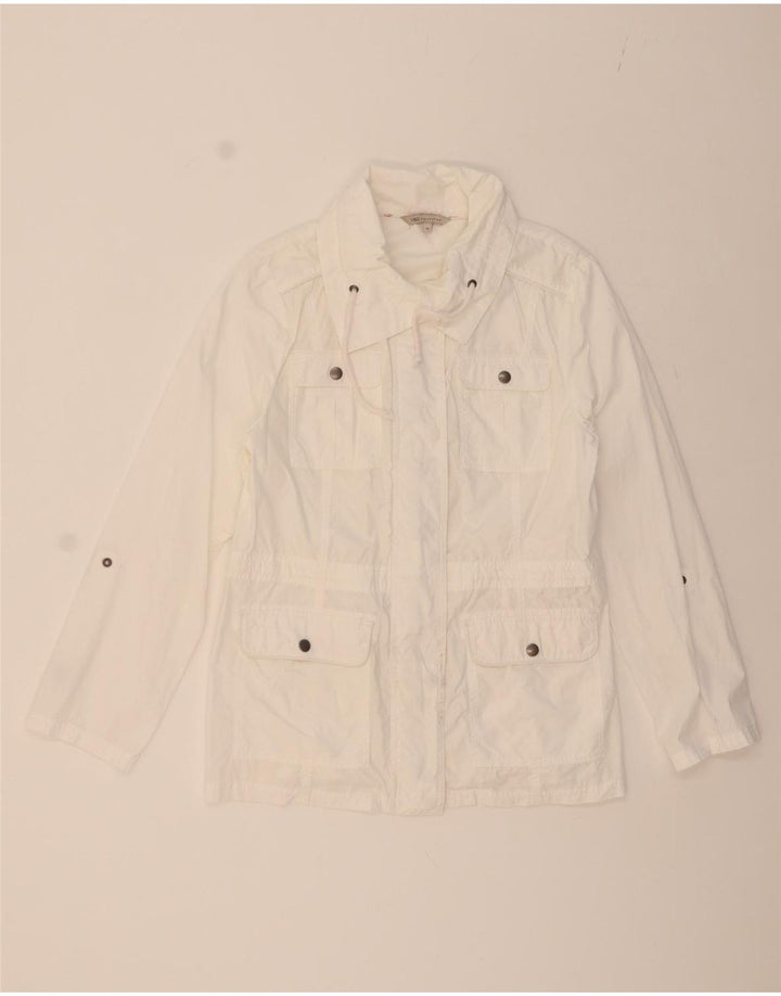MARKS & SPENCER Womens Utility Jacket UK 12 Medium White Cotton Vintage Marks & Spencer and Second-Hand Marks & Spencer from Messina Hembry 
