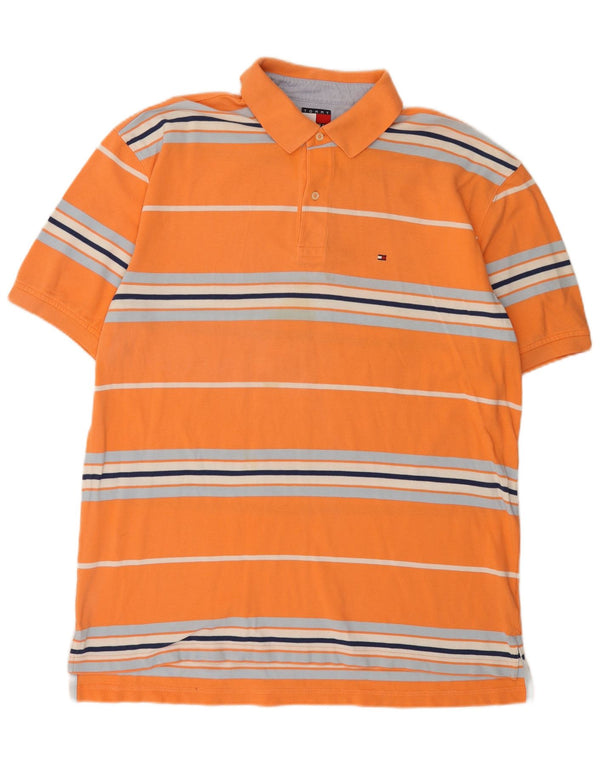Ανδρικό μπλουζάκι πόλο Tommy Hilfiger XL Πορτοκαλί βαμβακερό ριγέ