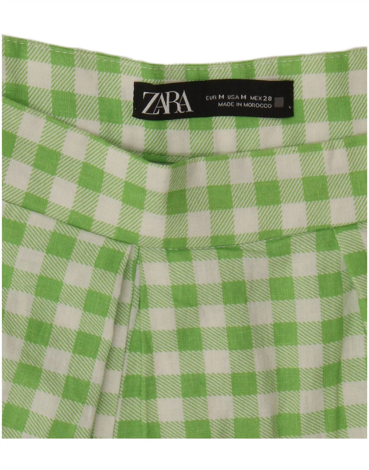 Zara γυναικείο σορτς με καρφίτσες casual μεσαίου μεγέθους W28 πράσινο Gingham