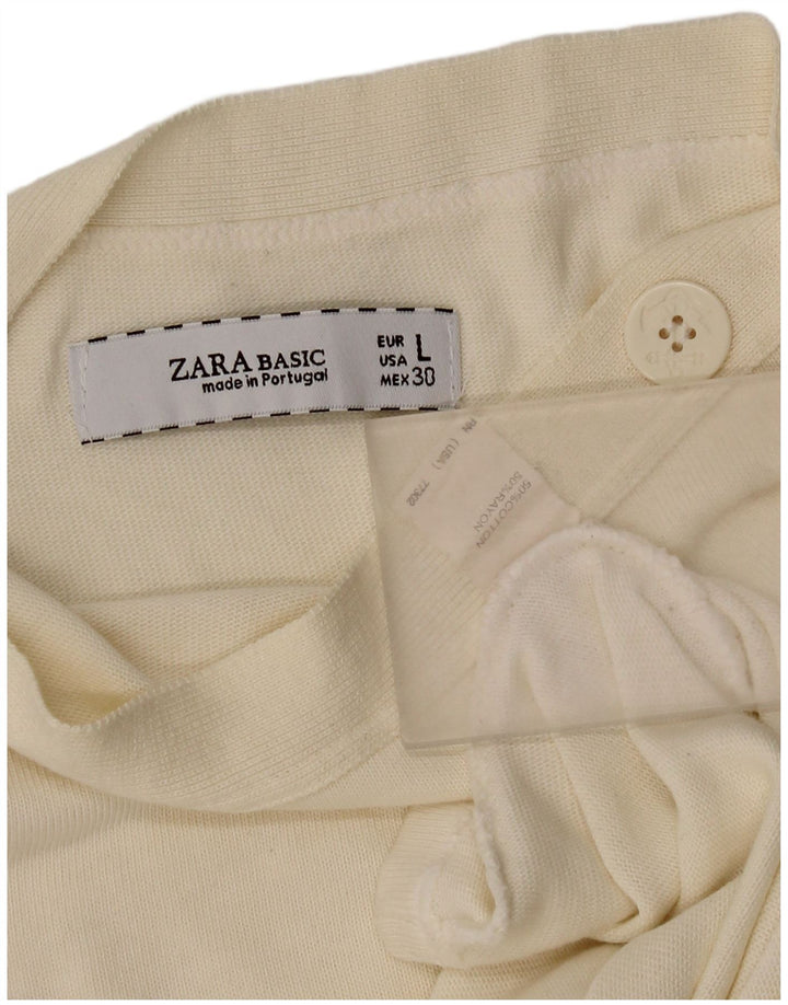 Zara Γυναικείο τοπ 3/4 μανίκι UK 14 μεγάλο λευκό βαμβακερό