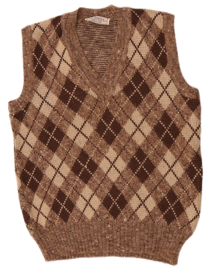 Ανδρικό γιλέκο Dama Tank Top Μικρό καφέ Argyle/Diamond Wool