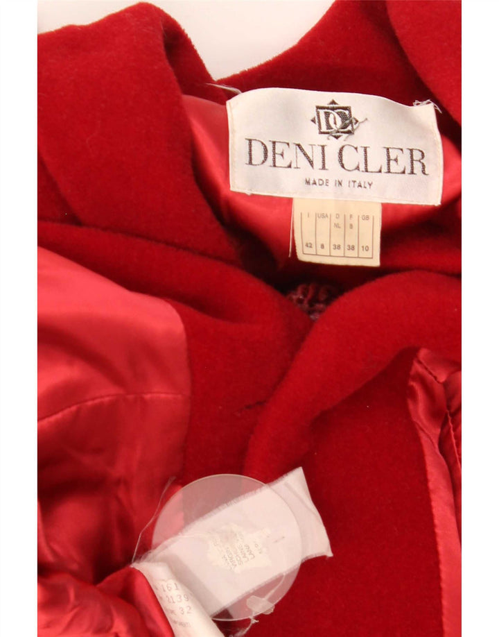 Deni-Cler Γυναικείο Oversized Πανωφόρι UK 10 Small Red Wool