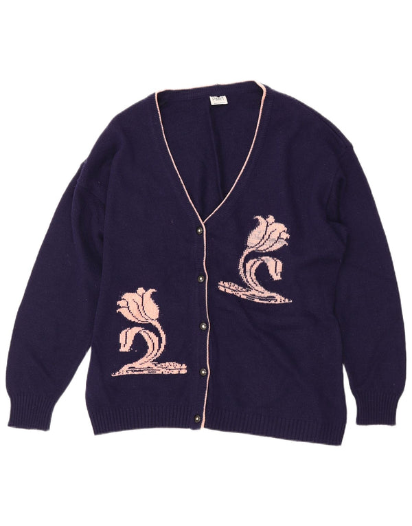 PIMET MAGLIERA Γυναικείο πουλόβερ γραφικών ζακέτα UK 18 XL Navy Blue Floral