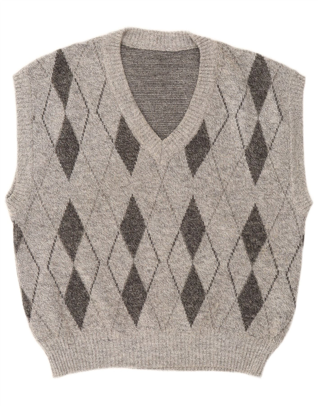 Vintage ανδρικό γιλέκο Tank Top Large Grey Argyle/Diamond