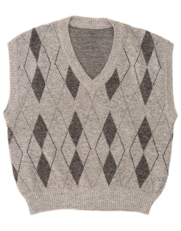 Vintage ανδρικό γιλέκο Tank Top Large Grey Argyle/Diamond