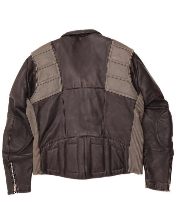 MQP Ανδρικό Δερμάτινο Μπουφάν Biker UK 46 3XL Μαύρο Colourblock Δερμάτινο