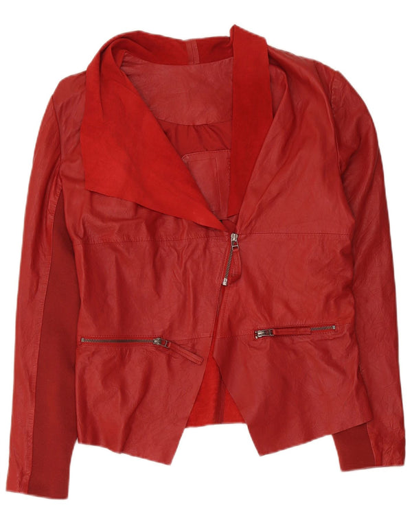 Cigno Nero Γυναικείο Δερμάτινο Σακάκι Μπουφάν IT 42 Medium Red