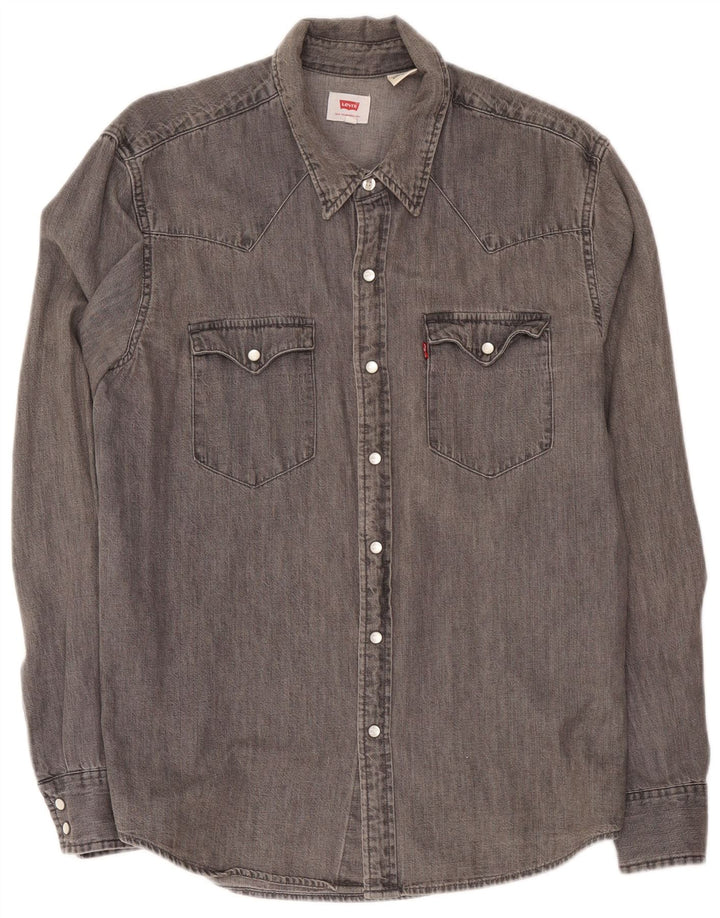 Ανδρικό τζιν πουκάμισο Levi's μεσαίο γκρι βαμβακερό