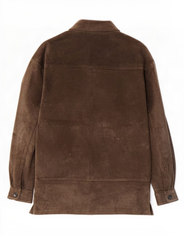 Zara Womens Suede Jacket UK 14 Medium Brown Leather