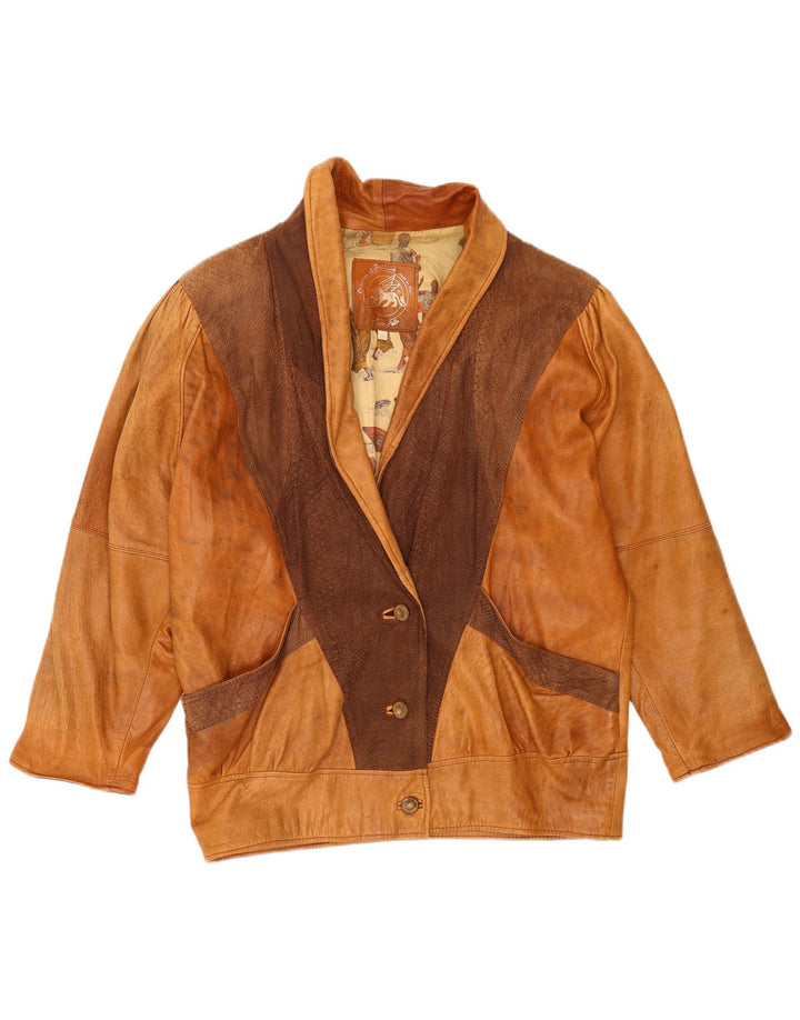 Vintage γυναικείο υπερμεγέθη μπουφάν UK 16 Large Brown Animal Print