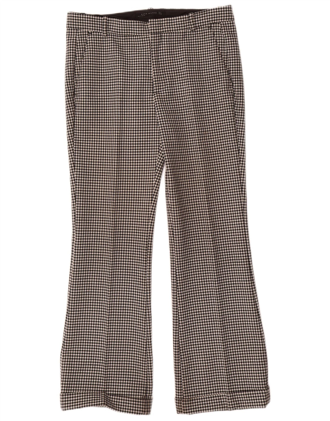 Zara Γυναικείο παντελόνι Chino Bootcut Medium W28 L29 Μαύρο Gingham Polyester