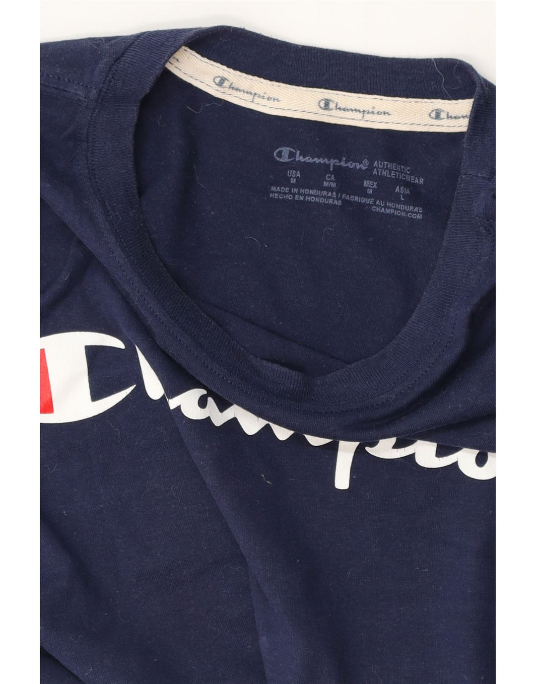 Γυναικείο T-Shirt CHAMPION Top UK 12 Medium Navy Blue