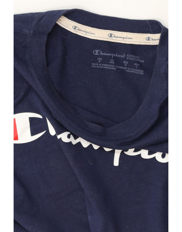 Γυναικείο T-Shirt CHAMPION Top UK 12 Medium Navy Blue
