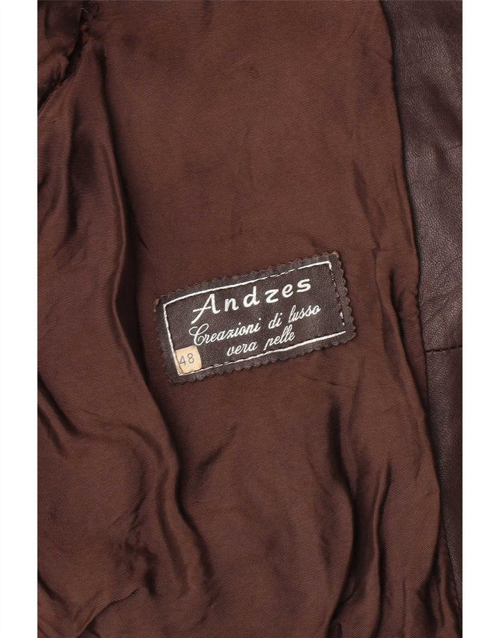 Vintage Ανδρικό Bomber Δερμάτινο Μπουφάν IT 48 Δερμάτινο Μεσαίο Καφέ