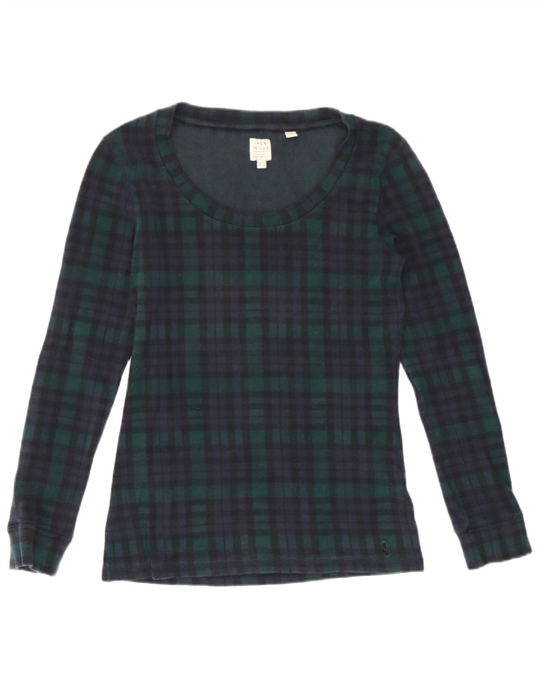 Jack Wills Γυναικείο μπλουζάκι μακρυμάνικο UK 12 μεσαίο πράσινο βαμβακερό καρό