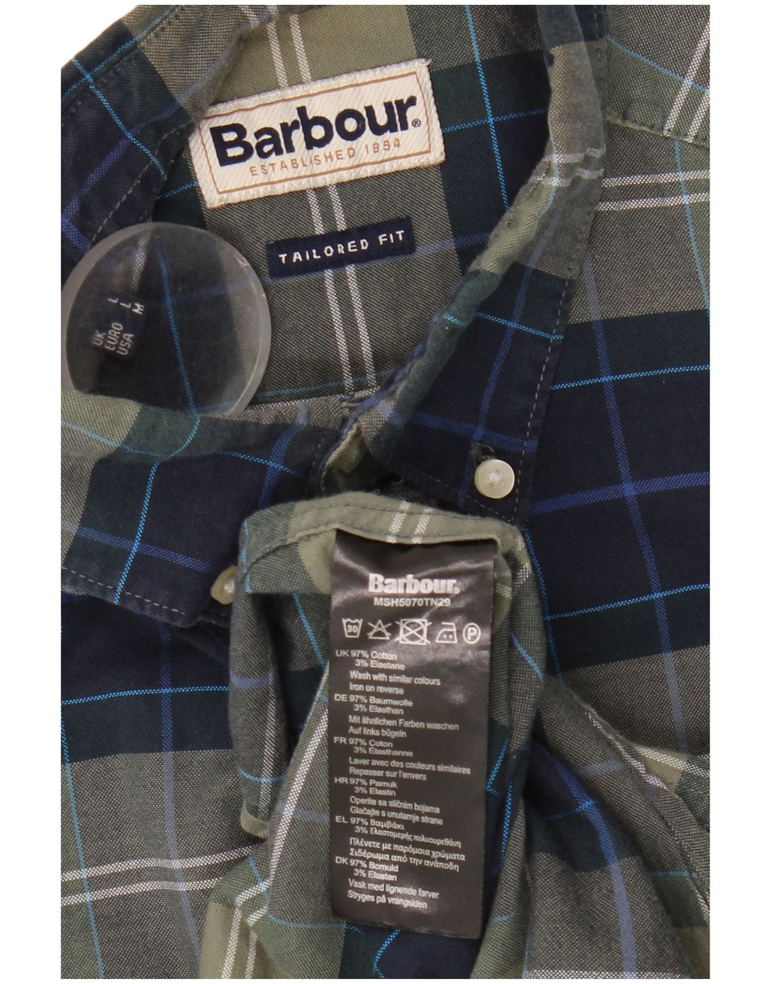 Ανδρικό πουκάμισο Barbour με μεγάλο πράσινο βαμβακερό χρώμα