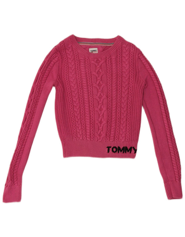 Tommy Hilfiger Γυναικείο Crop Boat Neck Jumper πουλόβερ UK 10 Small Pink