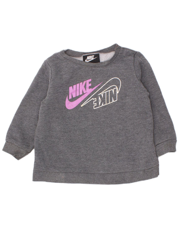 Nike Baby Girls Graphic Φούτερ 12-18 μηνών γκρι βαμβακερό