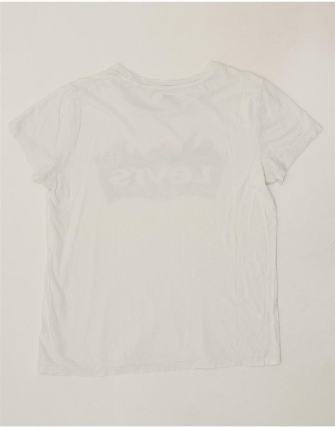 LEVI'S Womens Graphic T-Shirt Top UK 14 Medium White Vintage Levi's and Second-Hand Levi's from Messina Hembry 