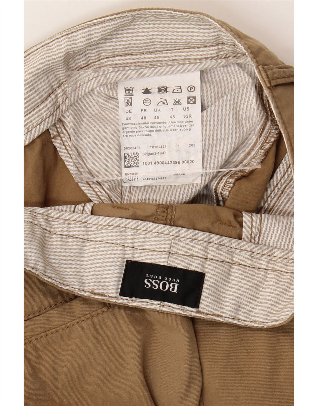 HUGO BOSS Ανδρικό ίσιο παντελόνι Chino EU 48 Medium W38 L33 Beige βαμβακερό