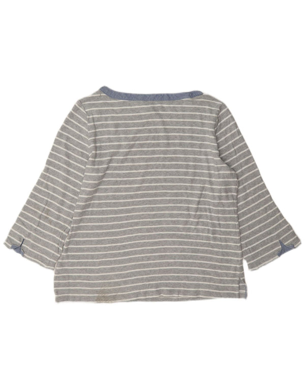Nautica γυναικείο τοπ 3/4 μανίκι UK 18 XL γκρι βαμβακερό ριγέ