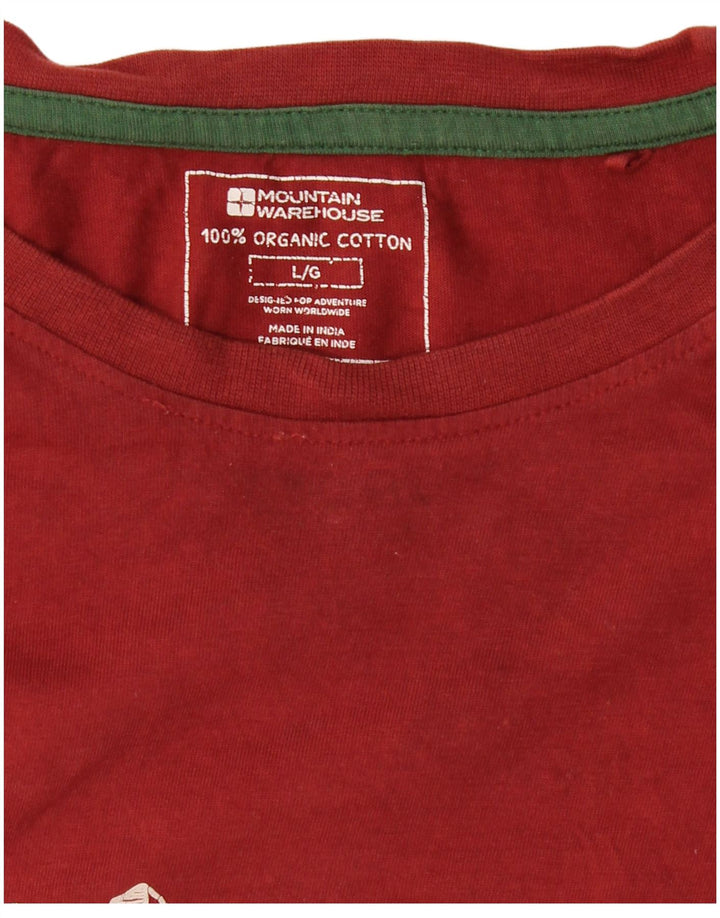 MOUNTAIN WAREHOUSE Ανδρικό γραφικό T-Shirt Top μεγάλο μπορντό βαμβακερό