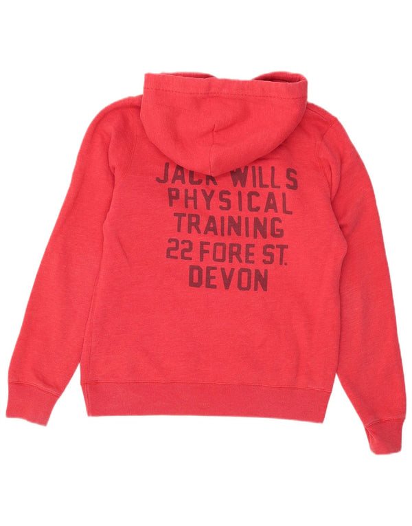 Jack Wills Γυναικείο Γραφικό Hoodie Jumper UK 12 μεσαίο κόκκινο βαμβακερό