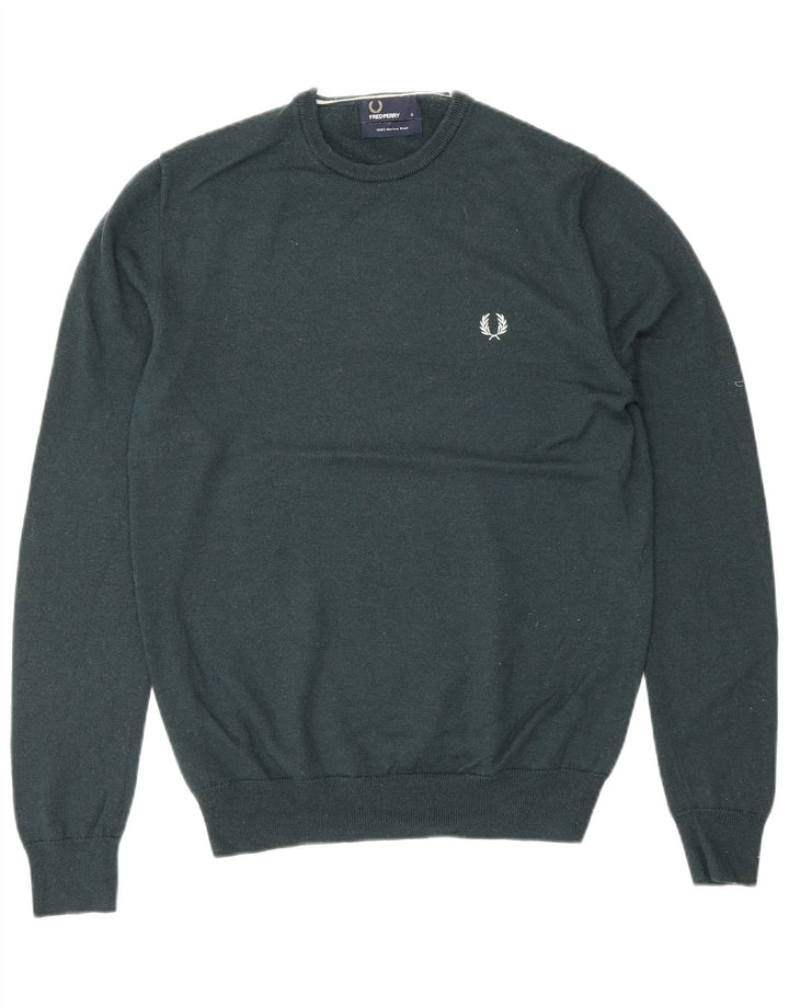 Fred Perry Ανδρικό πουλόβερ με λαιμόκοψη, πράσινο μαλλί