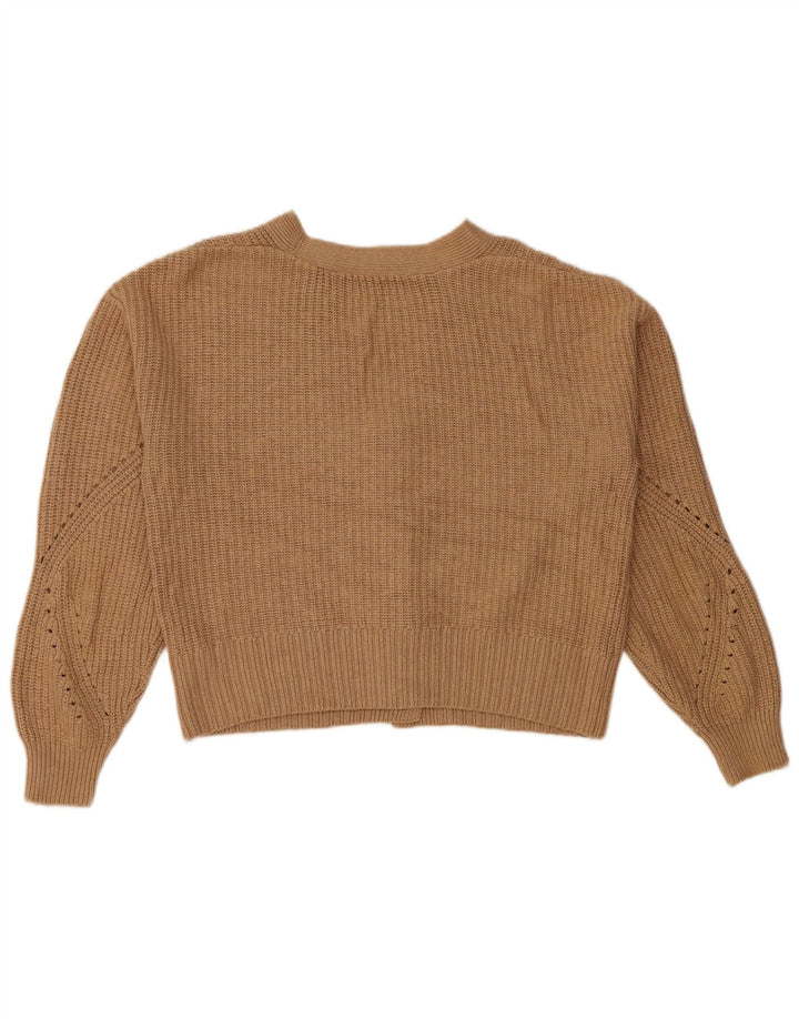 Marks & Spencer Γυναικείο πουλόβερ Crop Cardigan UK 14 Μεσαίο καφέ βαμβακερό