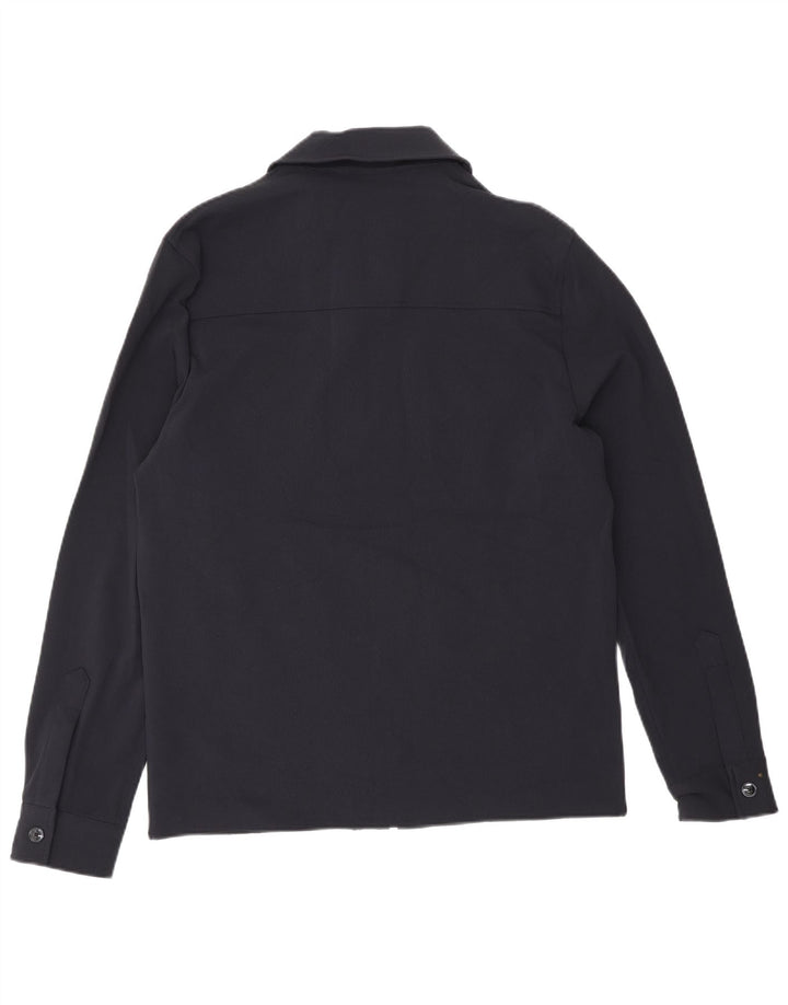 Zara Mens Utility Jacket UK 38 Medium Navy Blue Polyester