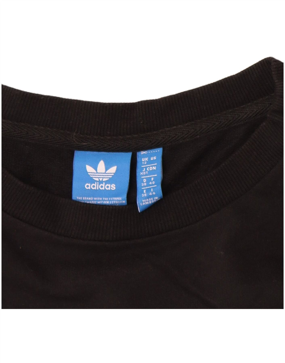 Γυναικείο γραφικό φούτερ ADIDAS Jumper UK 12 μεσαίο μαύρο βαμβακερό