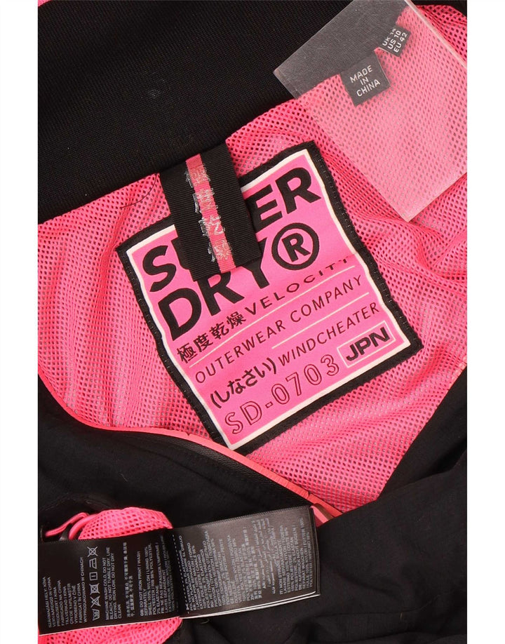 Superdry γυναικείο μπουφάν βροχής με κουκούλα UK 14 μεγάλο μαύρο νάιλον