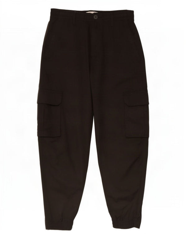 Zara Γυναικεία ψηλόμεση Joggers Cargo Παντελόνι Small W27 L25 Μαύρο Πολυεστέρα