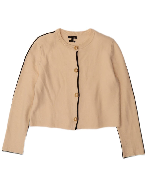 Massimo Dutti Γυναικείο πουλόβερ Crop Cardigan UK 10 Small Beige Viscose