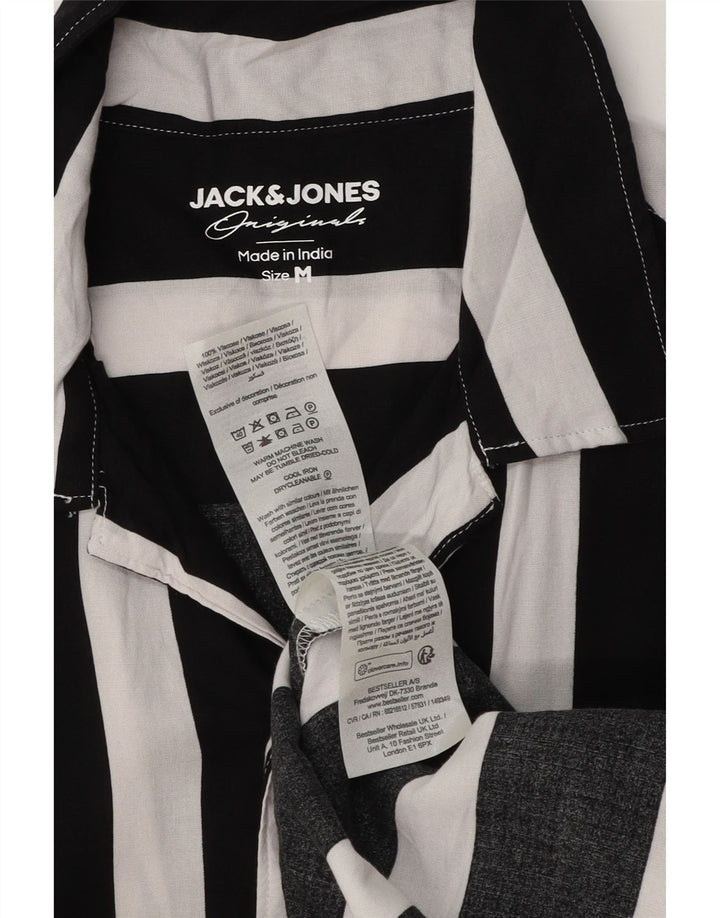 Jack & Jones Ανδρικό κοντομάνικο πουκάμισο μεσαίο μαύρο ριγέ βισκόζη
