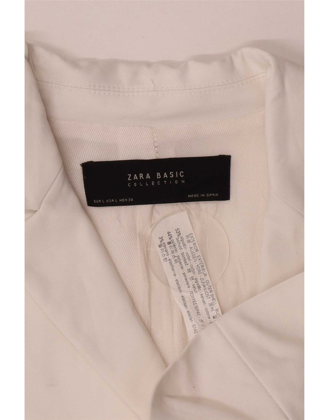 Zara Γυναικείο Μπλέιζερ Μπουφάν UK 14 Μεγάλο Βαμβακερό Λευκό