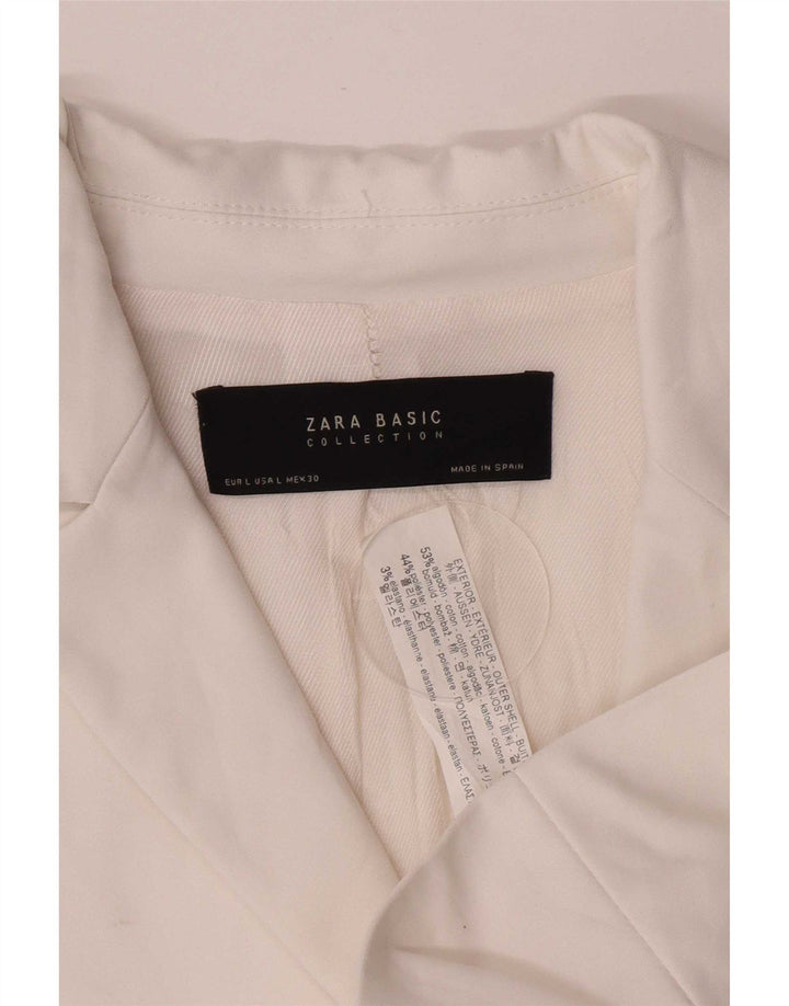 Zara Γυναικείο Μπλέιζερ Μπουφάν UK 14 Μεγάλο Βαμβακερό Λευκό
