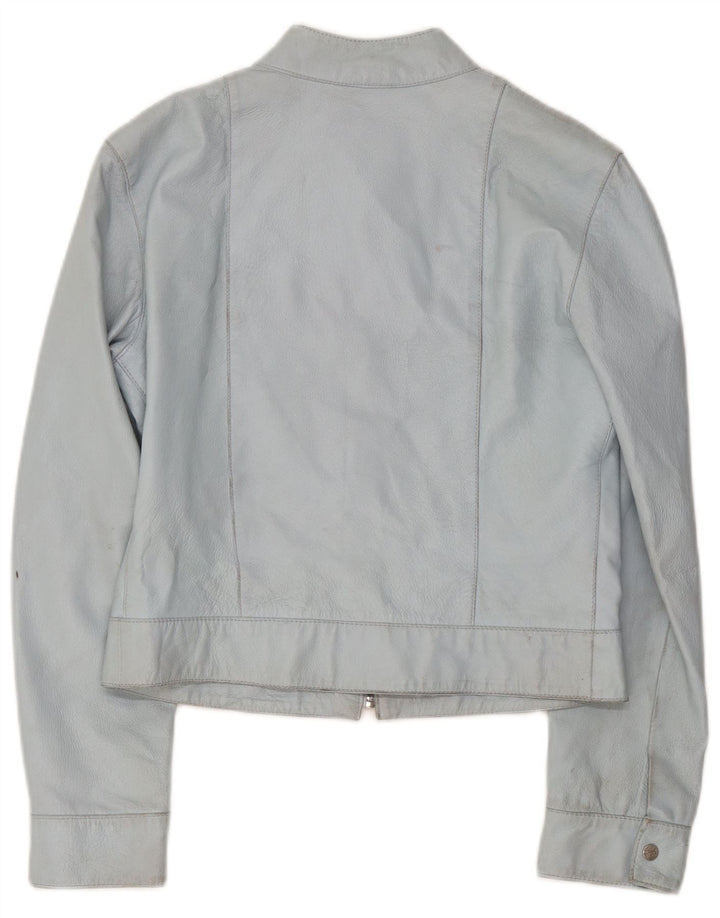 Vintage Γυναικείο Δερμάτινο Μπουφάν UK 14 Medium Blue Leather