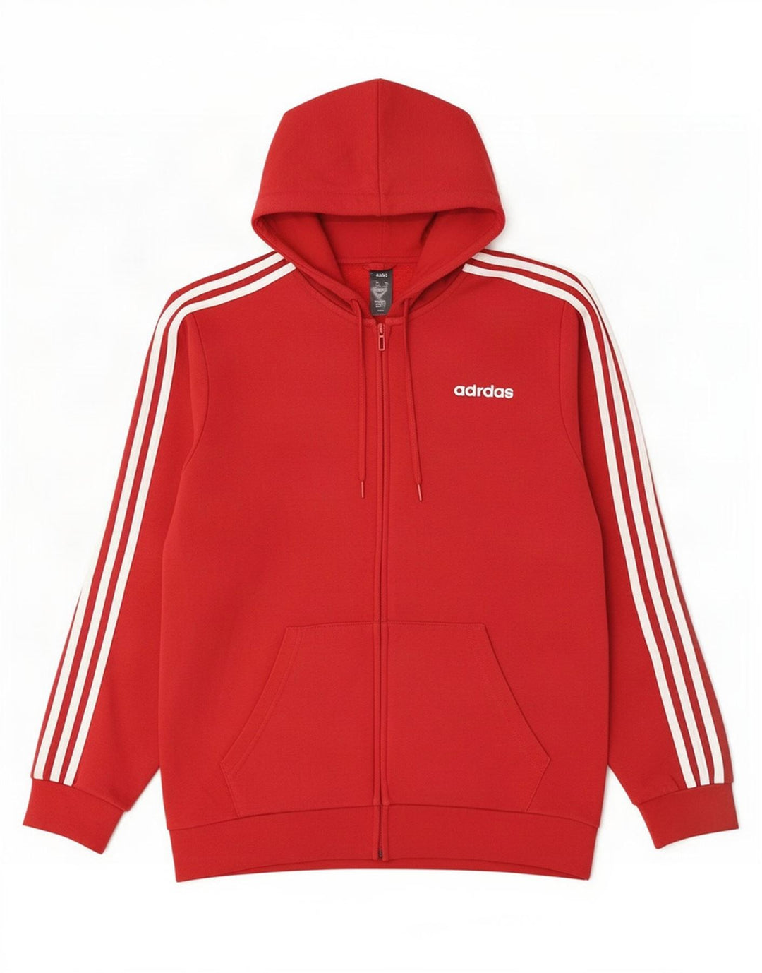 Ανδρικό πουλόβερ Adidas με φερμουάρ με κουκούλα, μεσαίο κόκκινο βαμβακερό