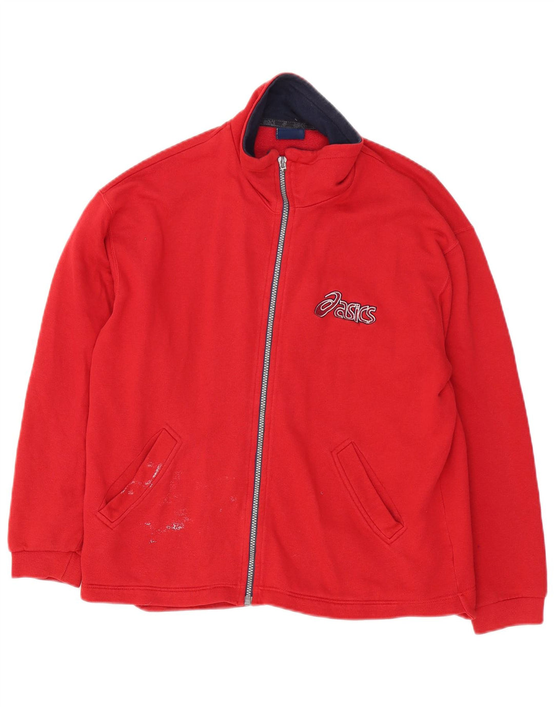 Ανδρική φόρμα γυμναστικής γραφική Asics Top μπουφάν μεσαίο κόκκινο βαμβακερό
