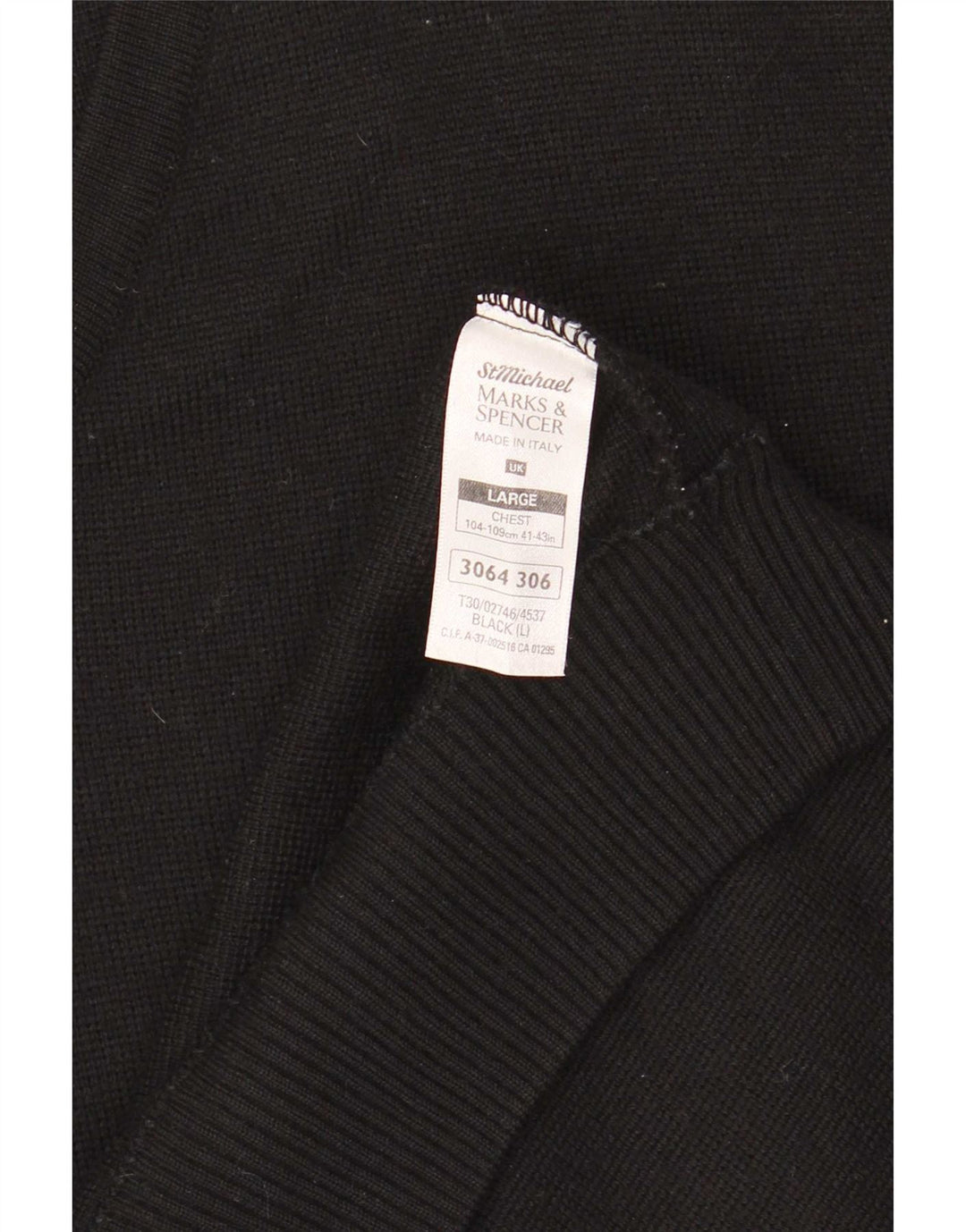 Marks & Spencer Ανδρικό πουλόβερ με λαιμόκοψη με λαιμόκοψη, μεγάλο μαύρο ριγέ μαλλί