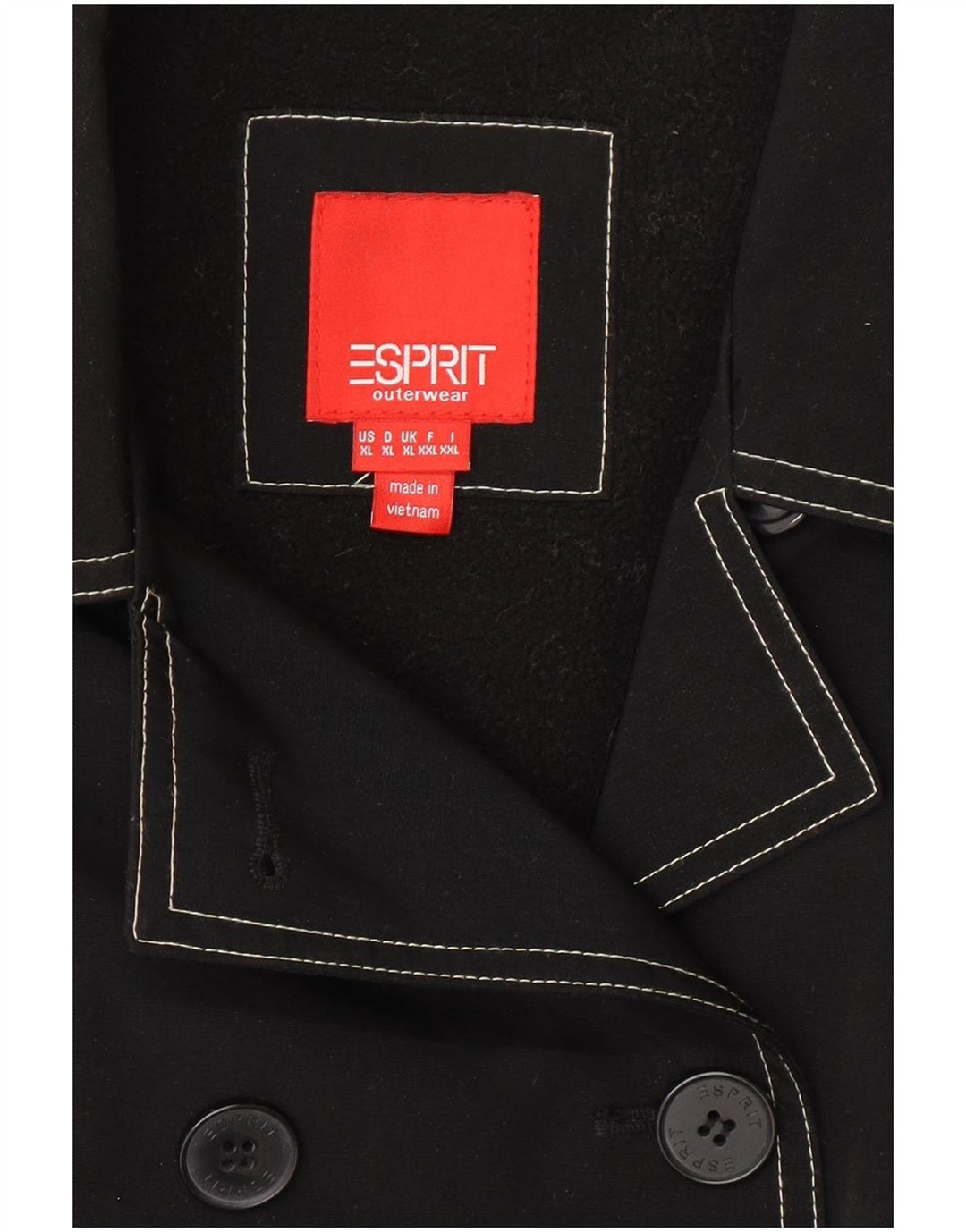 Esprit Womens Sherpa Pea Coat UK 18 XL Μαύρος Πολυεστέρας