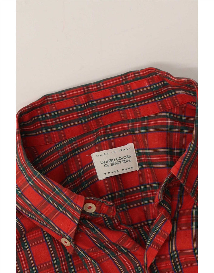 Benetton Ανδρικό Πουκάμισο Μεσαίο Κόκκινο Check