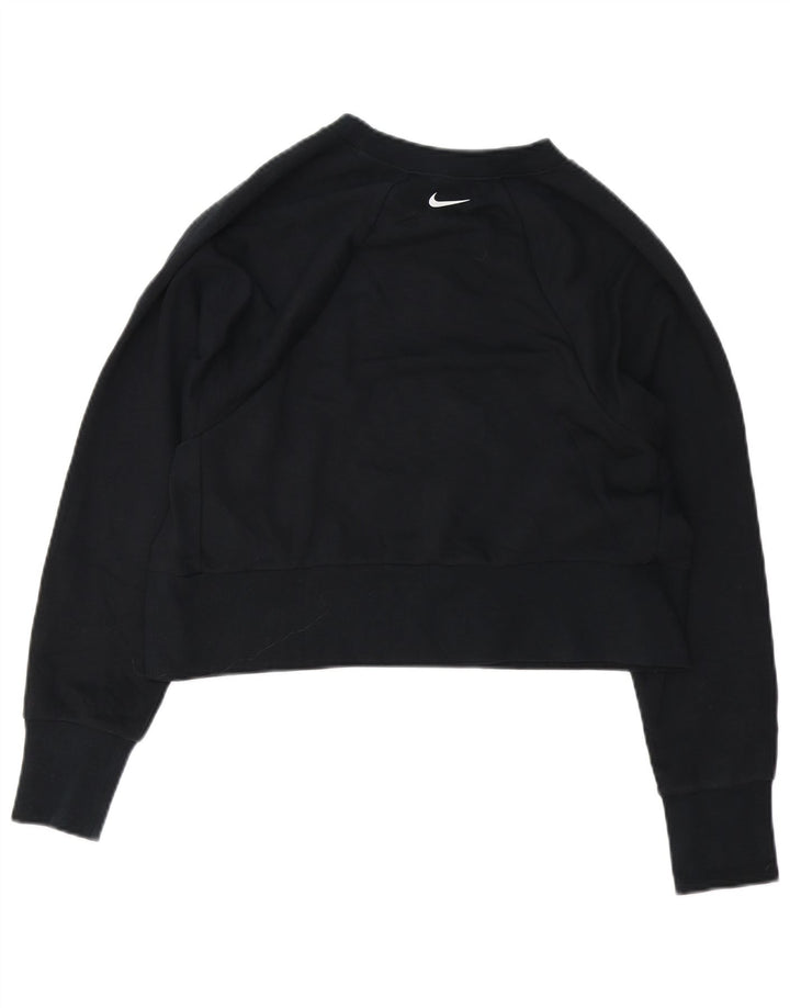 Γυναικεία Nike Dri Fit Crop υπερμεγέθη φούτερ Jumper UK 10 Small Black