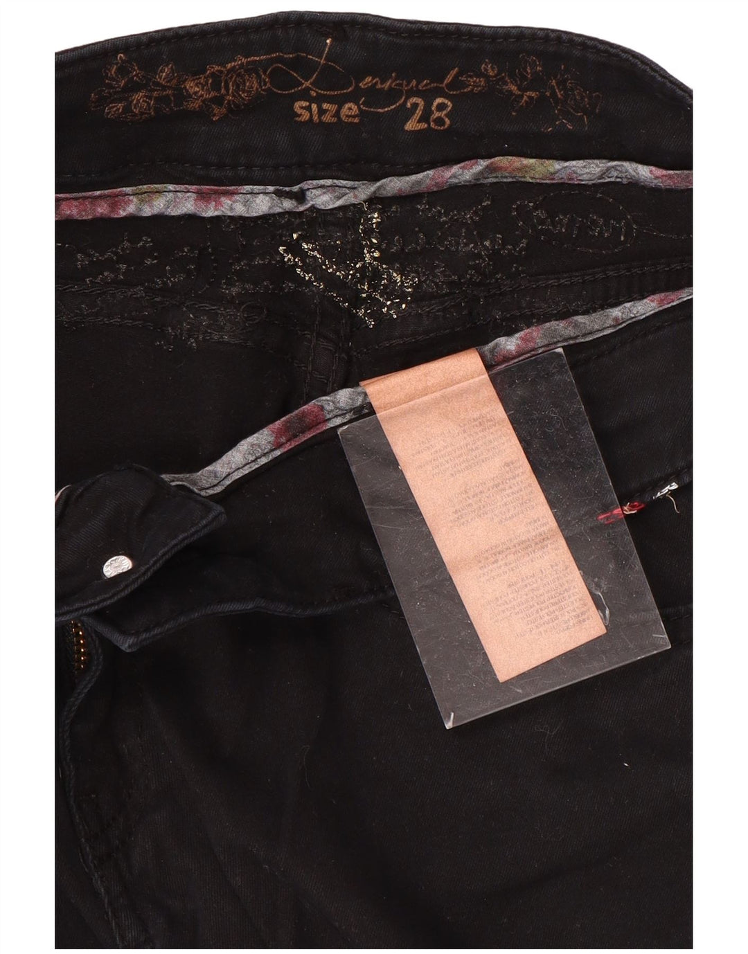 Γυναικείο ίσιο casual παντελόνι DESIGUAL W28 L26 μαύρο βαμβακερό