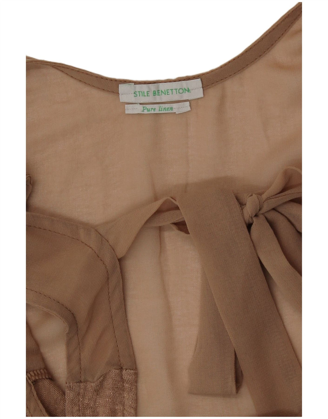Benetton Γυναικείο Γιλέκο Τοπ UK 12 Μεσαία Μπεζ Λευκά