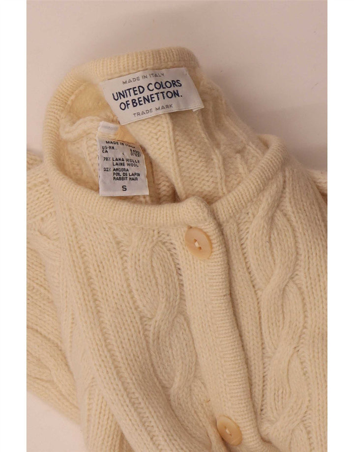 Γυναικείο πουλόβερ με ζακέτα Benetton UK 10 Small Off White Wool
