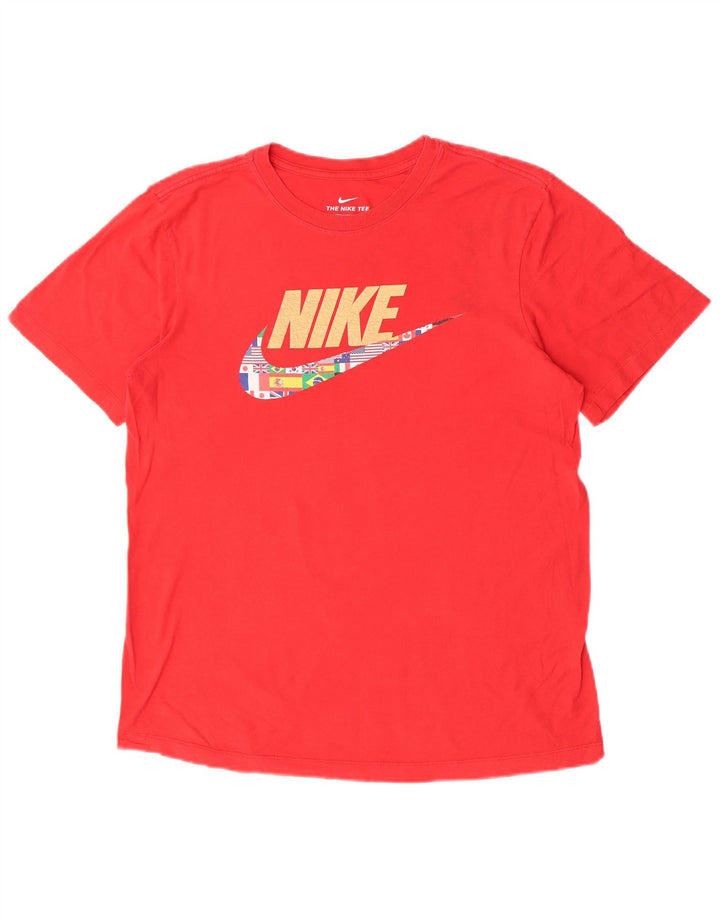 Ανδρικό γραφικό μπλουζάκι Nike, μεσαίο κόκκινο βαμβακερό