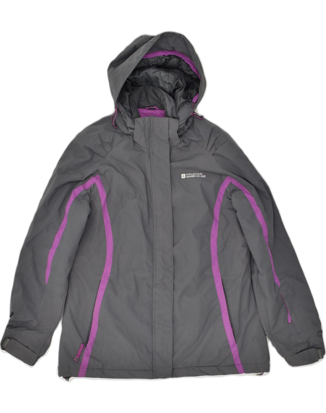 MOUNTAIN WAREHOUSE Womens Hooded Windbreaker Jacket UK 10 Small Grey | Vintage Mountain Warehouse | Thrift | Second-Hand Mountain Warehouse | Used Clothing | Messina Hembry 