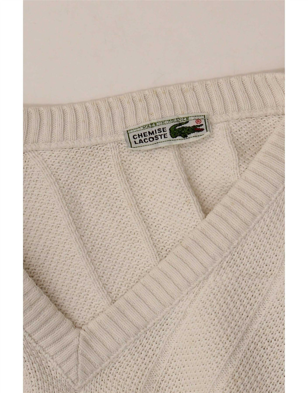 Ανδρικό πουλόβερ Lacoste με V λαιμόκοψη, μέγεθος 6 XL Λευκό
